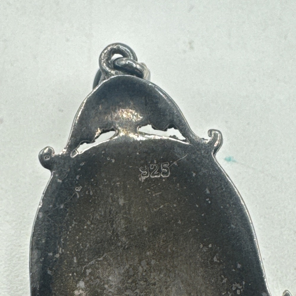 925 Sterling Silver Vintage Black Onyx & Marcasite Art-Deco-Style Pendant 11.8g - Picture 5 of 6